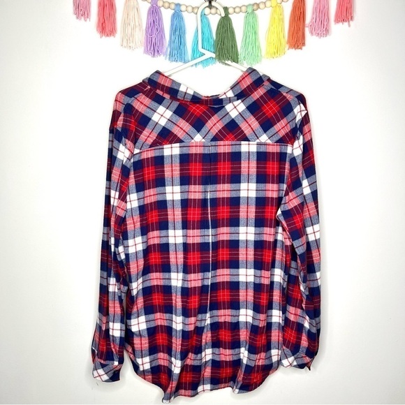 Market & Spruce Red White Blue Plaid Long Sleeve Button Shirt Stitch Fix XXL - Picture 8 of 12